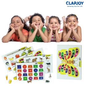 Clapjoy 3D Wooden Educational Trays | Multicolor | Set of 5 Includes Fruits, Vegetables , Alphabets , Numbers and Shape , Animals