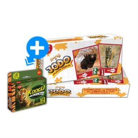 KAADOO Combo (2 in 1)-KOOGU-Wildlife-Themed Early Learning Flash Card Game +  JODO-2-in-1 Jigsaw Puzzle Game (Tiger & Sloth Bear)-KG+JODO