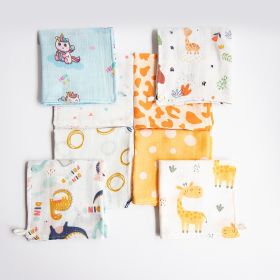 Yellow Doodle-Baby Animals- Organic Muslin Wipes (Set Of 8)