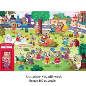 Chalk and Chuckles Chattychoo Cat 100 Piece Jigsaw Puzzle 