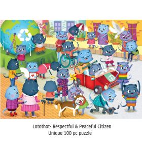 Chalk and Chuckles Lotothot Cat 100 Piece Jigsaw Puzzle 