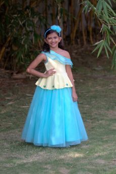 Tutus by Tutu-One Shouldered Fish Gown with attached Ruffle Sash