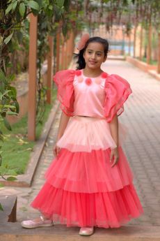 Tutus by Tutu-Butterfly Sleeved Top with Ruffle Skirts