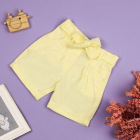 Kicks and Crawl- Hello Yellow Baby Shorts with Bow-18-24 Months