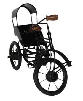 Desi Karigar Metal & Wood Rickshaw Showpiece - Black & Brown (Miniature)