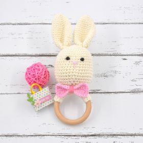 Love Crochet Art-Crochet Rabbit Rattle Cum Soft Toys - Cream