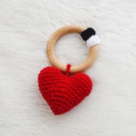 Love Crochet Art-Non Toxic Wooden Teether Heart shape - Red