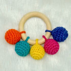 Love Crochet Art-Crochet teething ring rattle - Multicolor