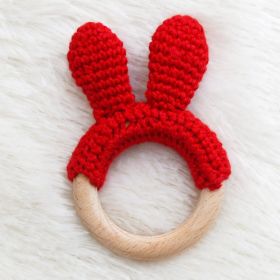 Love Crochet Art-Wooden Ring EarFlap Teether