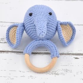 Love Crochet Art-Crochet Elephant Rattle Cum Soft Toys - Blue