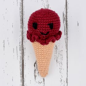 Love Crochet Art-Amigurumi Tiny Baby Ice Cream Cone - Maroon
