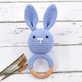 Love Crochet Art-Crochet Rabbit Rattle Cum Soft Toys - Blue