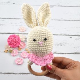 Love Crochet Art-Crochet Bunny Rattle - Cream