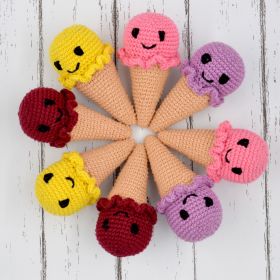 Love Crochet Art-Set of 8 Amigurumi Tiny Baby Ice Cream Cone - Multicolor