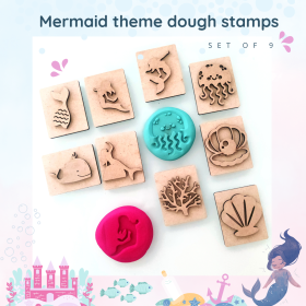 KIDDO KORNER | Mermaid Theme Stamp Set | Stamp Set of 9 | Stamping Set Toy for Kids | Art & Craft | Stamp Art Set | MDF Stamp Art Set | Play Dough Stamp Set…