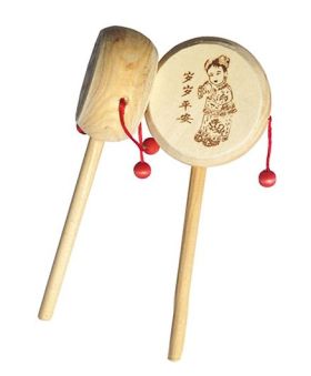 Desi Karigar Wooden Rattle Drum Musical Instrument - Set Of 2