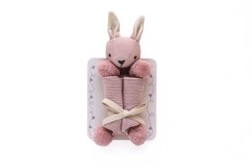 Mojopanda-Rabbit-Pink Cuddle Cloth with pompom