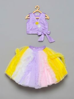 Tutus by Tutu-Purple Top with Multi Colour Skirt