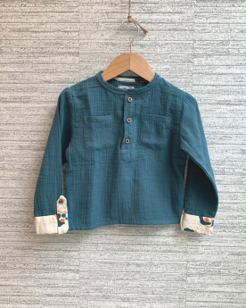 Earthytweens-Moody Blue Cotton Shirt-1-2 Years