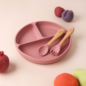 Kicks and Crawl- SILICONE PLATE & CUTLERY SET- PINK