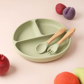 Kicks and Crawl-SILICONE PLATE & CUTLERY SET- GREEN