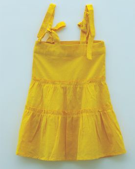 Earthytweens-Marigold Tie-Up Tier Dress
