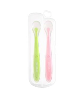 Rabitat Soft and Flexible Silicone Spoons - Green/Pink