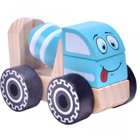Lil Amigos Nest Wooden Educational Truck Cum Concrete Mixer Toys Set - Cognitive Construction Engineering Vehicles Wooden Puzzle for Children