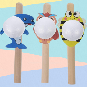Lil Amigos Nest Wooden Floating Ball Blow Pipe Game - Balance Control Toy with Blow Tube & Foam Balls for Parent-Child Interaction, Educational Gift (Set of 1)-Pack of 1