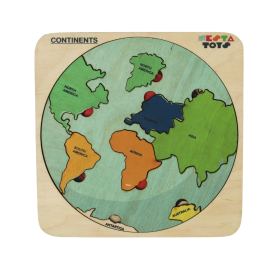 NESTATOYS-World Map with Continents & Earth Core | Geography Puzzles for Kids | Montessori Wooden Puzzle
