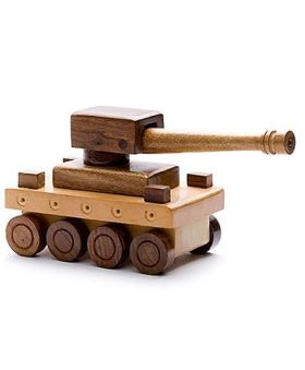 Desi Karigar Wooden War Tank Toy - Brown