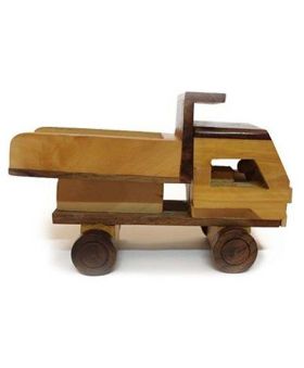 Desi Karigar Wooden Classical Dumper Truck Toy - Brown