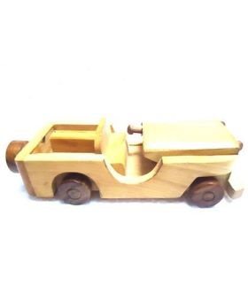 Desi Karigar Wooden Classical Vintage Open Car Jeep Toy - Yellow