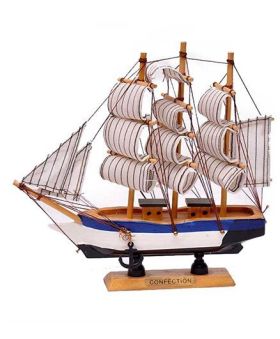 Desi Karigar Wooden Ship Showpiece - White