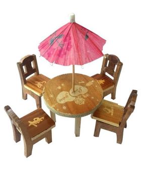 Desi Karigar Wooden Miniature Dinning Table Set - Brown