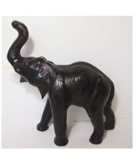 Desi Karigar Leather Elephant Showpiece - Black