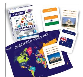 Clapjoy Map Master Flash Cards |Country and Flag Flashcards for Kids Ages 5+ Years Old