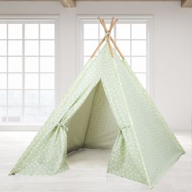 Role Play Kids-Role Play Teepee Tent - Green Base white dot