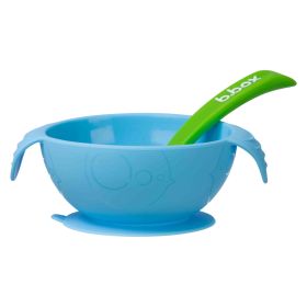 b.box Silione First Feeding Bowl Set with Spoon - Ocean Breeze Blue Green