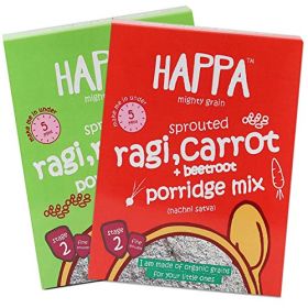 HappaFoods-Happa Organic Ragi Porridge Mix- Ragi+Almonds+Dates and Ragi+Banana+Mango- Pack of 2, 200 Gram Each