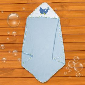 Baby Moo Dolphin Blue And White Hooded Towel-5258KM-WHIBLU