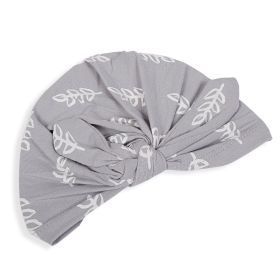 Baby Moo Turban Cap Leaf Print Grey