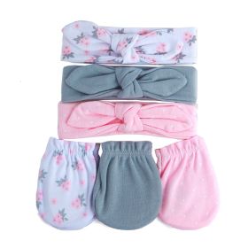 Baby Moo Matching Pink And Grey 3 Mittens And 3 Headbands Set - 56162-6PK