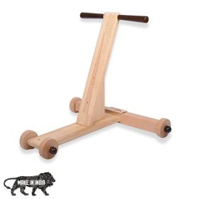 GIFT EQUALS LOVE LLP-Wooden Baby Walker Premium Natural Vegetable Colored Push Wagon (PREMIUM BROWN )