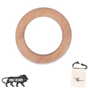 GIFT EQUALS LOVE LLP-Neem Wooden Tethers Shaped Like Ring and Mango, Brown for Babies Handmade and Safe (Circle)