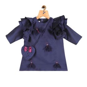 Kiddorama-Deep blue butterflies embellished dress with a sling