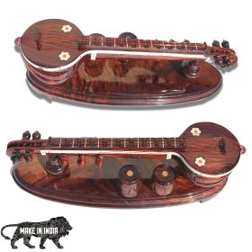 GIFT EQUALS LOVE LLP-ROSE WOODEN HANDICRAFTED VEENA ( 12 INCHES )