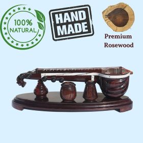 GIFT EQUALS LOVE LLP-ROSE WOODEN HANDICRAFTED VEENA ( 10 INCHES )