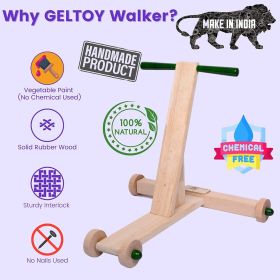 GIFT EQUALS LOVE LLP-Wooden Baby Walker Natural Premium Handcrafted (MULTICOLOUR)