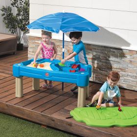 Step2 Cascading Cove Sand & Water Table with Umbrella | Kids Sand & Water Play Table with Umbrella | 6-pc Accessory Set Included, Blue